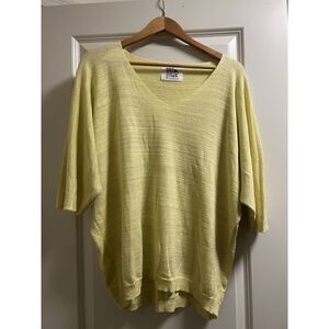 Free For Humanity Paris Sweater Knit Top One Size Yellow Modal Dolman Sleeves